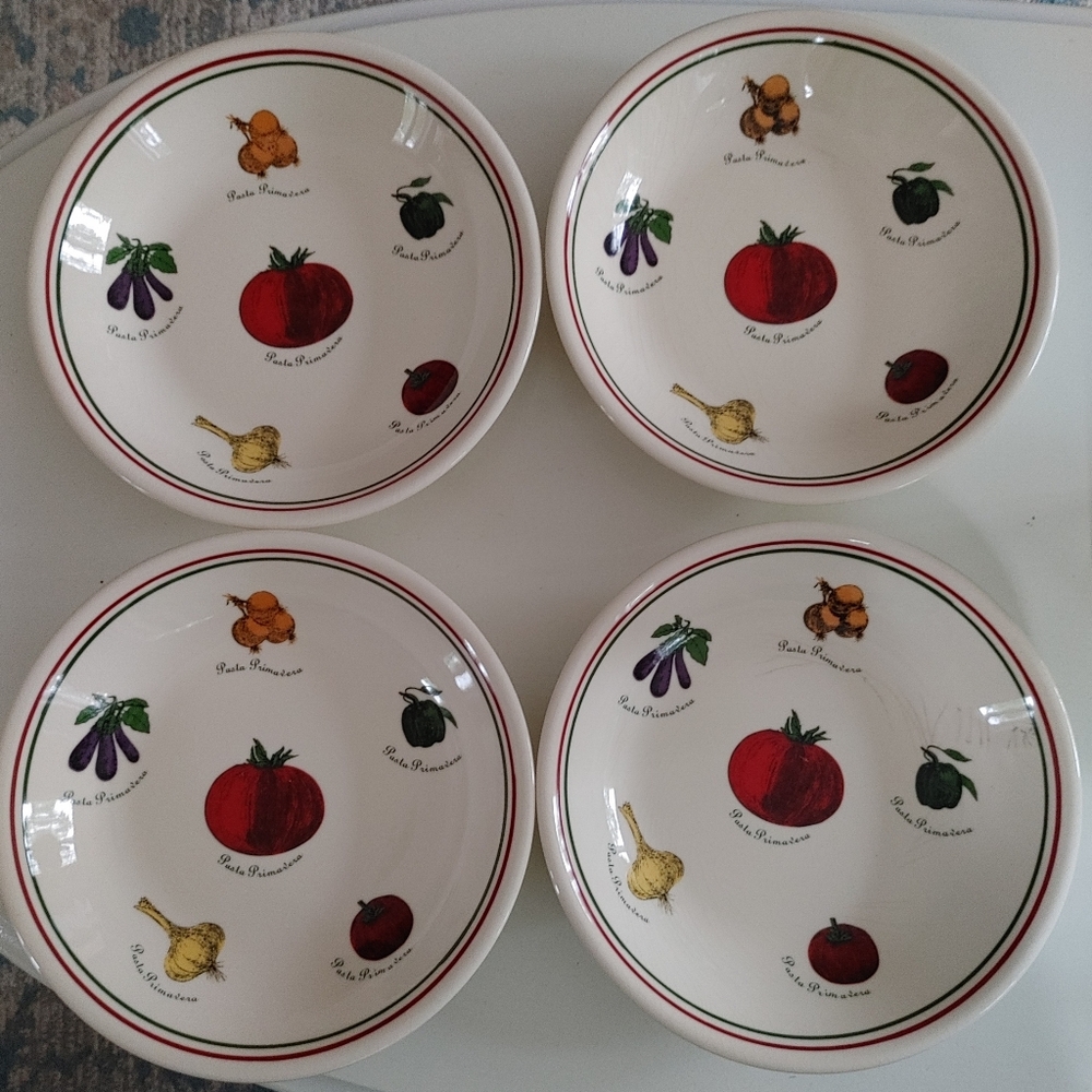 Set of 4 Certified International corp. pasta Primavera Bowls/Plates